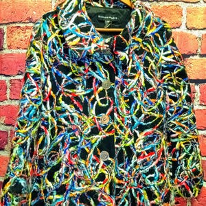 MINT Bianca Nygård Designer Artwear Jacket | Rare "Silly String" Yarn Loop Embroidery | Fully Lined | Size 6 | Vintage Y2K Statement Piece