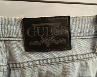 Jeans acampanados Guess estilo vintage Y2K con cuentas / Denim lavado claro, estilo McBling