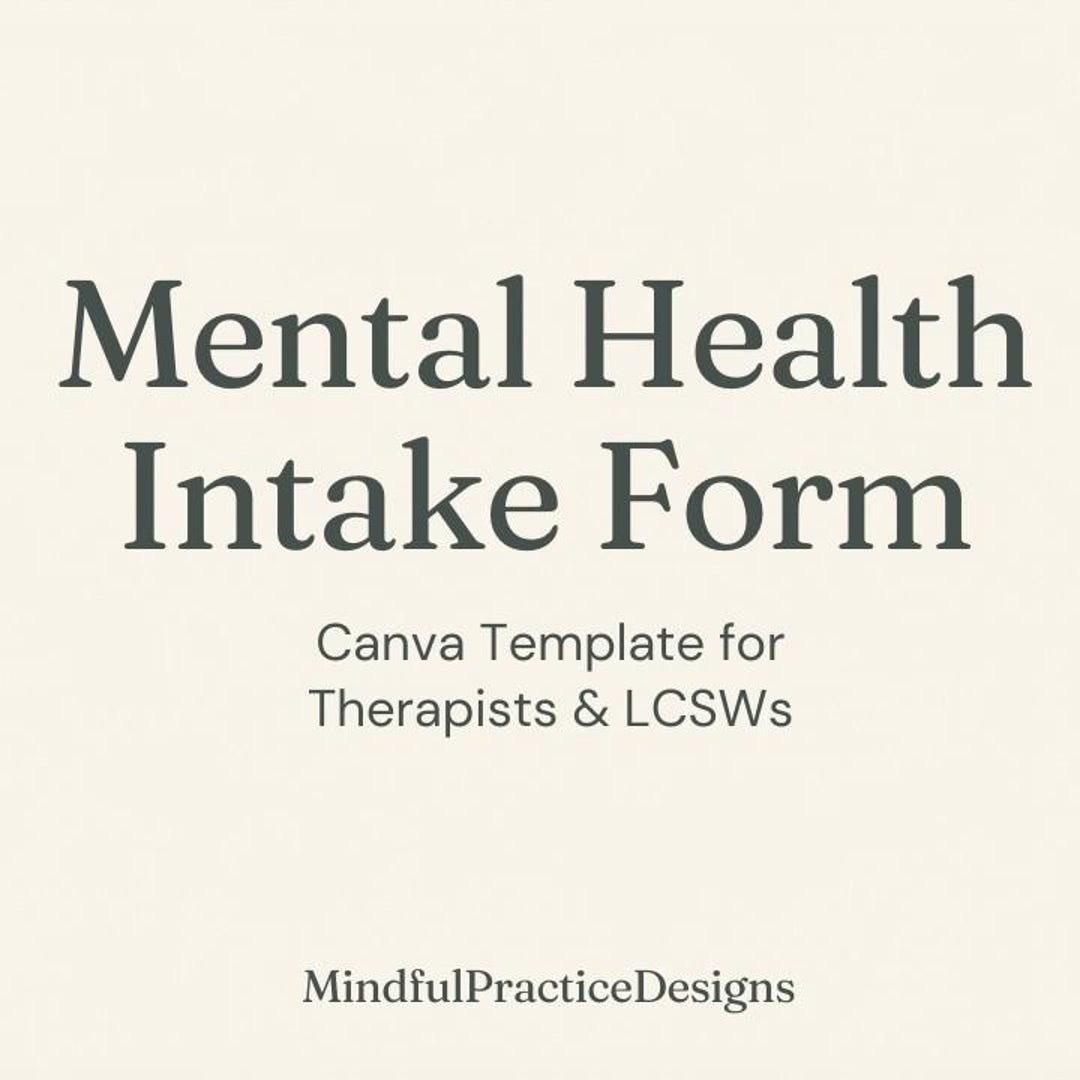 Mental Health Intake Form Template | New Client Paperwork for ...
