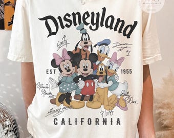 Disneyland California Vintage Mickey Minnie Friends Tee, Family Vacation Outfit