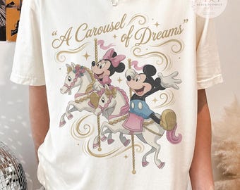 Mickey Minnie Carousel Shirt, Disney Couple Matching Tee, Carousel Of Dreams Graphic Shirt, Magical Theme Park Vacation Tee