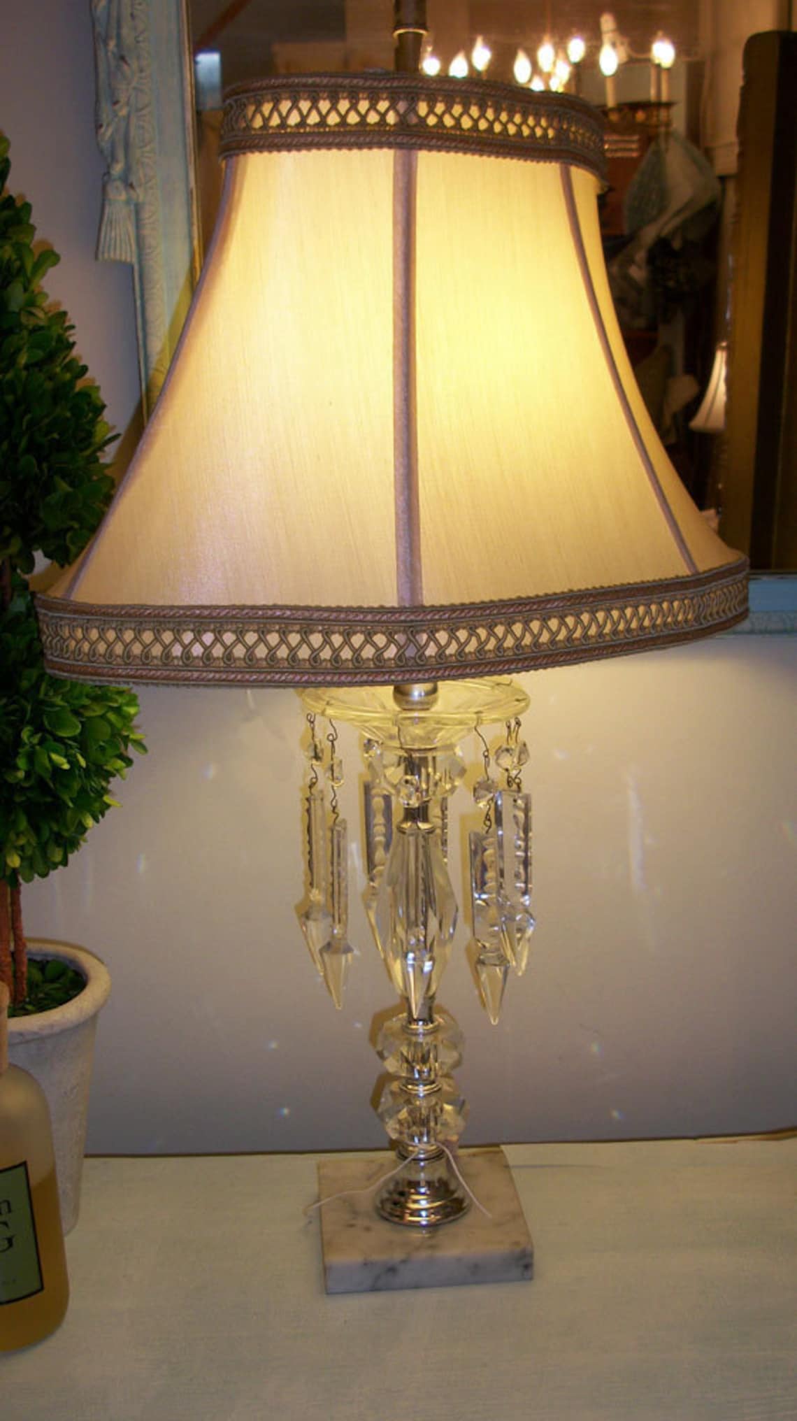Vintage Crystal Table Lamp Etsy