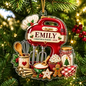 Christmas Baker Ornament, Stand Mixer Acrylic Ornament, 2D Flat Baking Holiday Keepsake, Kitchen Christmas Decor 2026