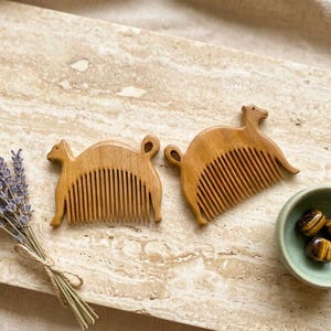 Sheep Shaped Wooden Comb, Natural Scented Cypress Wood Hair Brush, Cute Animal Comb, Artisan Eco Friendly Personal Care Gift