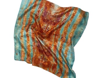 Velvet Fever Poly Bandana scarf, Rust Design Neck Scarf