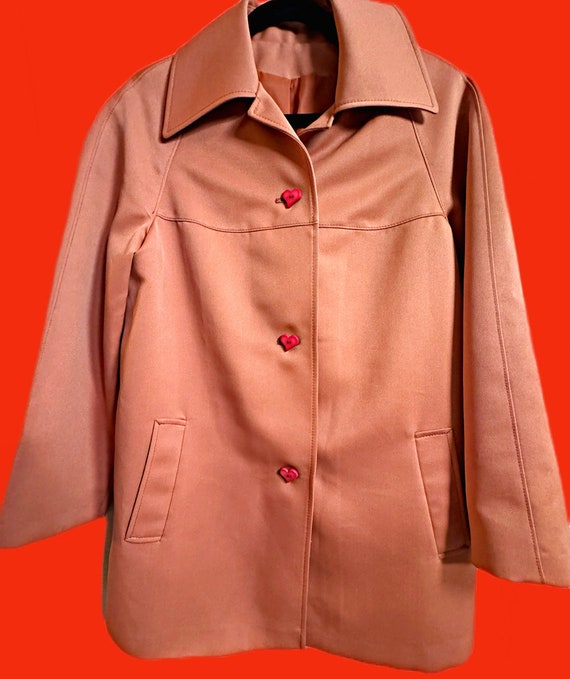 VALENTINES Dusty Rose Vintage Jacket, Heart butto… - image 1
