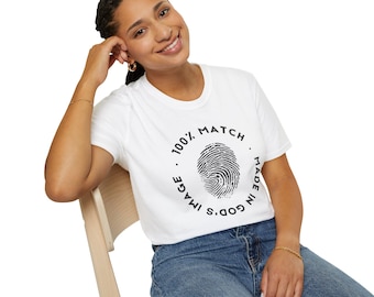 Made in Gods Image T-Shirt | Christian Fingerprint Graphic Tee | Religious Faith Bible Verse Shirt