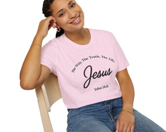 Jesus Script T-Shirt | John 14:6 Christian Faith Tee