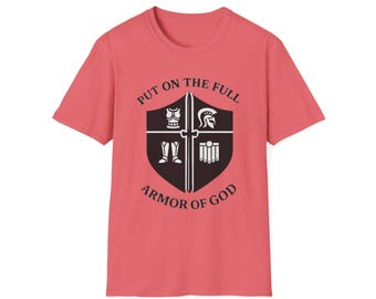 Armor of God Shield T-Shirt | Christian Scripture Graphic Tee | Bible Verse Faith Religious Shirt