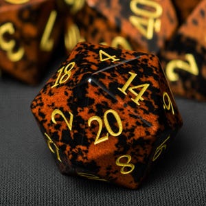 Mahogany Obsidian DnD Dice Set, Gemstone DND Dice Set, Dungeons and Dragons Polyhedral RPG Dice Set, Perfect Gift for a DnD DM