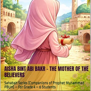Pacchetto di schede didattiche su Aisha bint Abi Bakr — Materiale stampabile per studi islamici / Classi 4-6 / Comprensione del testo, vocabolario, cronologia e scrittura creativa