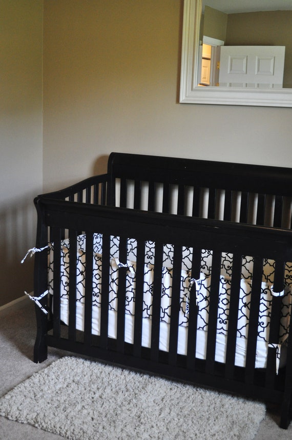 Items similar to Cream and Black Crib Bumper on Etsy