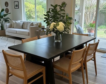 Rustic Rectangular Dining Table: Farmhouse Modern Wood Kitchen Table Seats 6-8