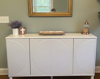 Modern White Sideboard Cabinet: 4-Door Storage Console Table