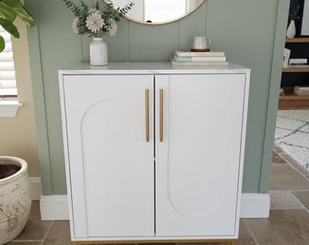 Modern White Sideboard Cabinet, 4-Door Storage Console, Kitchen Dining Organizer