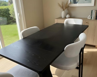 Modern Black Rectangular Dining Table, Seats 4-6, Engineered Wood Kitchen Table