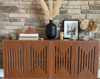 Vintage Farmhouse Sideboard Buffet Set, Rustic Wood Credenza, 59 Inch Storage Cabinet