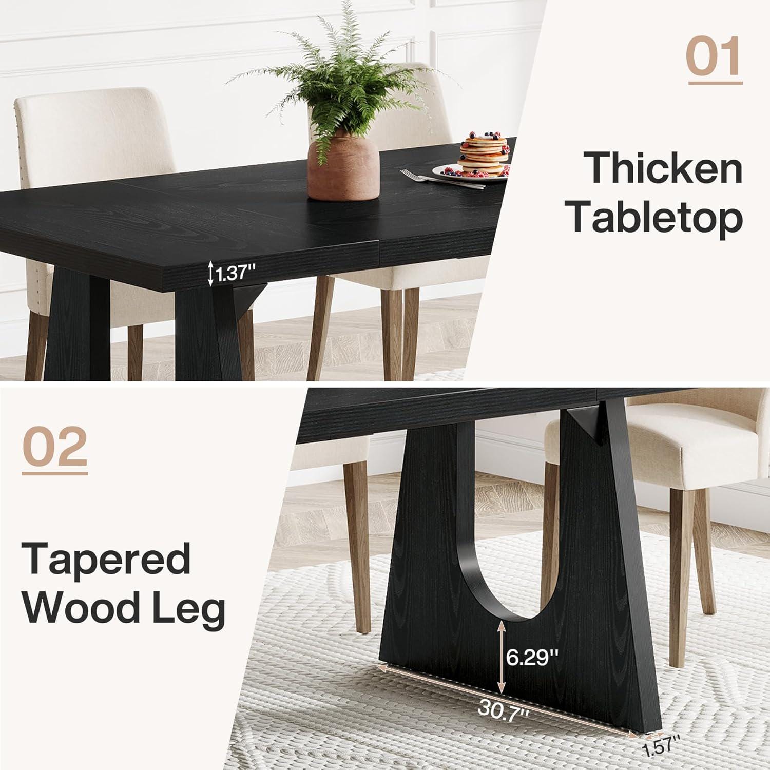 Rustic Rectangular Dining Table: Farmhouse Modern Wood Kitchen Table ...