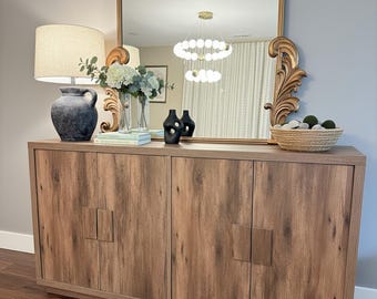 63 Inch Sideboard Buffet Cabinet Wood Storage Credenza Coffee Bar Console with Doors