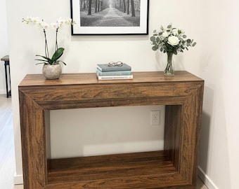 Farmhouse Narrow Console Table Entryway Storage Shelf Rustic Sofa Table Organizer Decor