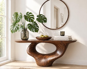 Consolle scultorea Aura in noce