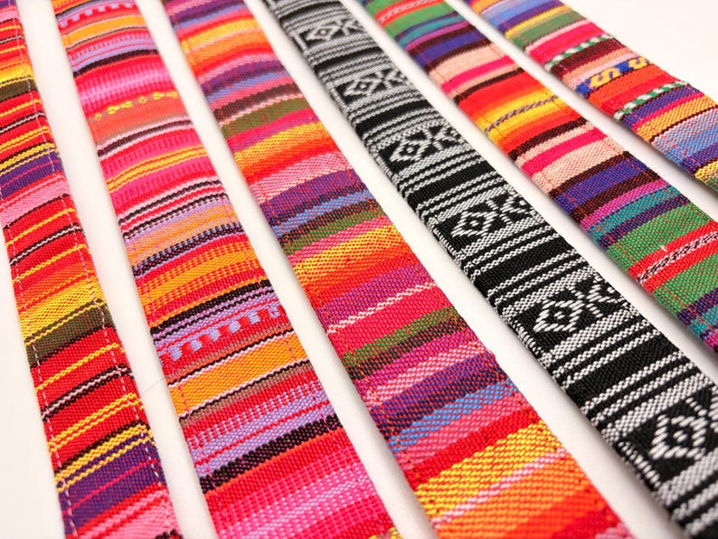 Alu-Schnalle * Farbenfrohes Streifen Hundehalsband Boho Ethno, bunt, verstellbar + Klickverschluss Bild 5