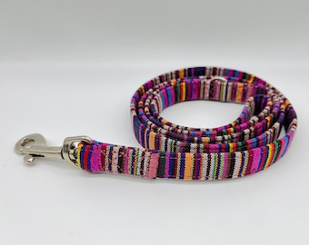 Colorful dog leash, striped, ethnic/Mexican/boho, 3-way adjustable leash or city leash