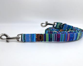 Colorful dog leash, striped, ethnic/Mexican/boho, 3-way adjustable leash or city leash