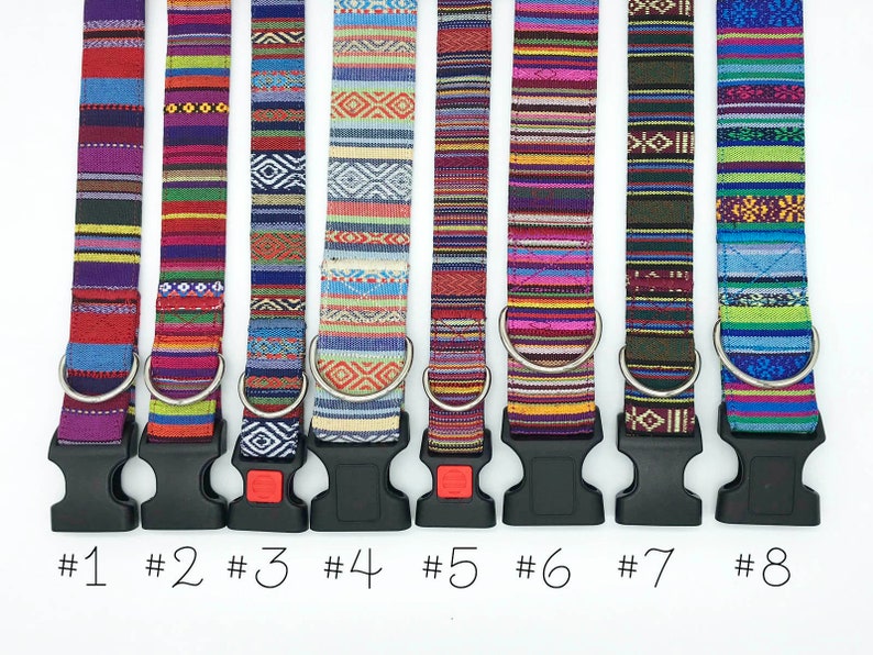 Farbenfrohes Streifen Hundehalsband Ethno, verstellbar, Klickverschluss Bild 3