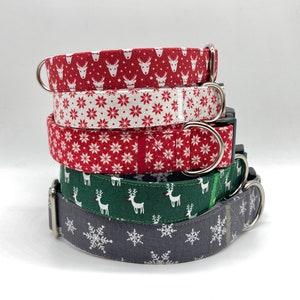 Adjustable Dog Collar, brightly colored WINTER CHRISTMAS boy + girl dog collar