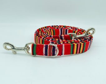 Kolorowa smycz dla psa, w paski, etniczna/meksykańska/boho, smycz regulowana w 3 kierunkach lub smycz miejska