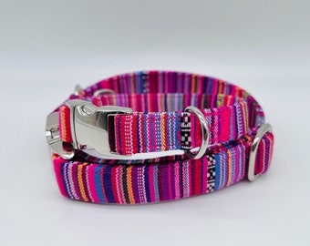 Adjustable Dog Collar, brightly colored boy + girl dog collar Ethno