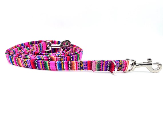 Farbenfrohe Hundeleine PERU Streifen, Ethno/Mexiko/Boho, 3fach verstellbare Leine oder Cityleine
