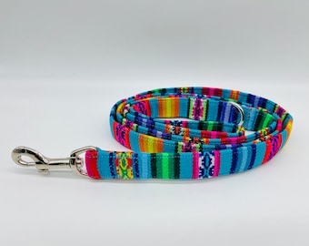 Farbenfrohe Hundeleine PERU Streifen, Ethno/Mexiko/Boho, 3fach verstellbare Leine oder Cityleine