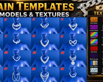 Pacchetto Mega con oltre 80 modelli di catene 3D personalizzate / Oltre 50 texture e modelli di catene per giochi
