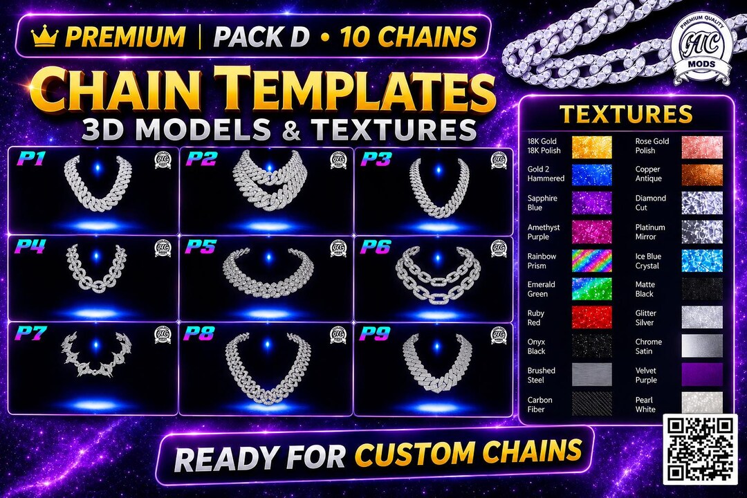 Custom Chain Model Free 3D Custom Chain Templates Pack D | 10 Chains & 60+ Textures | for Chain ...