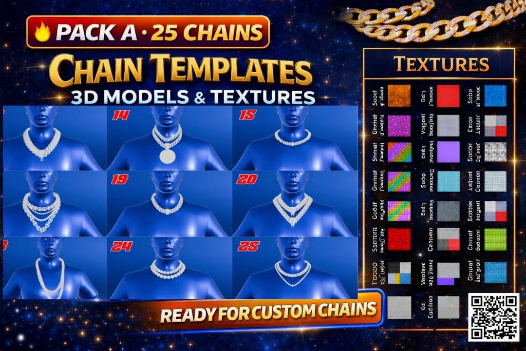 Chain Templates Pack of 25 | 3D Models+textures | for Chain Designers ...