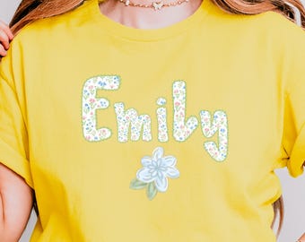 Preppy Floral Shirt, Vintage Hand-Drawn Botanical T-Shirt, Grandmillennial Pastel Tee, Unisex Cotton Tee for Fall and Summer, Gift Idea