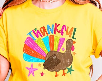 Thankful Turkey Thanksgiving Shirt, Preppy Fall Turkey Tee, Cute Fall Graphic
