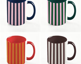 Preppy Stripes Mug | Multicolor Kitchen Desk Decor Mug