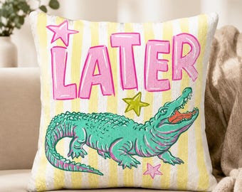 Double-Sided Corduroy Throw Pillow Cover | Lator Gator | Vibrant Print, Soft Touch, Modern Home Decor, Luxurious Pillow Cover