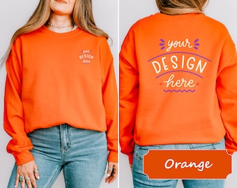 Custom Logo Gildan Sweatshirt, Front and Back Print Sweatshirt, Personalized Crewneck, Double Sided Custom Gift Top, Business Logo Sweater