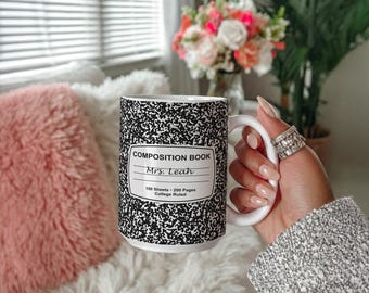 Composition Notebook Mug | Notebook Theme Composition Mug | Matching Shirt For Teacher Gift