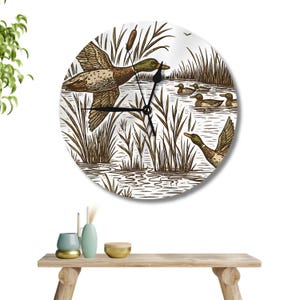 Mallard Duck Clock, Vintage Style Housewarming Gift, Cottagecore Nursery Bedroom Decor