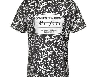 Composition Notebook Shirt, Notebook Theme Composition Book T-shirt,Matching Shirt For Teacher Black