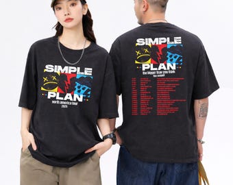 Camiseta Simple Plan Bigger Than You Think The Sequel 2026, Camiseta de banda de pop punk, Camiseta de gira de conciertos, Regalo unisex para fans de la música