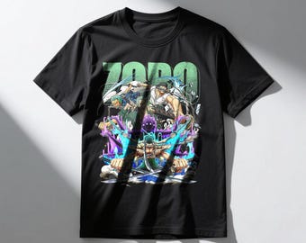 Camiseta de anime de Roronoa Zoro de One Piece, camiseta de manga estilo streetwear vintage