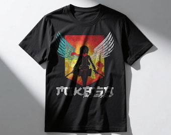 Camiseta de Mikasa Ackerman de Attack on Titan, camiseta gráfica de anime, camiseta urbana de manga de AOT