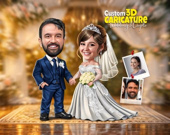 Custom Wedding Caricature – Personalized Couple Portrait from Your Photo – Digital Download File