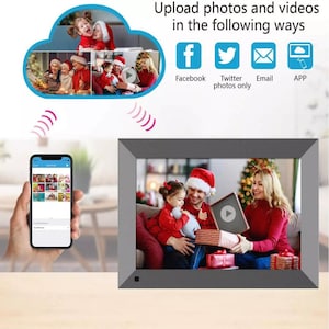 App wifi cloud share Touch screen digital picture photo video player frame , Clock Calendar Alarm Weather Station Android 10 inch Frame 16GB